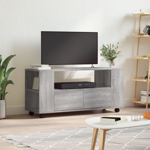 Meuble TV sonoma gris 102x34,5x43 cm bois d'ingénierie - Photo n°2; ?>