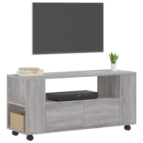 Meuble TV sonoma gris 102x34,5x43 cm bois d'ingénierie - Photo n°3; ?>