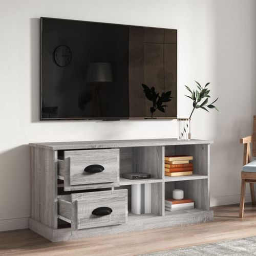 Meuble TV sonoma gris 102x35,5x47,5 cm bois d'ingénierie - Photo n°3; ?>