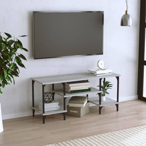 Meuble TV sonoma gris 102x35x45,5 cm bois d'ingénierie - Photo n°2; ?>