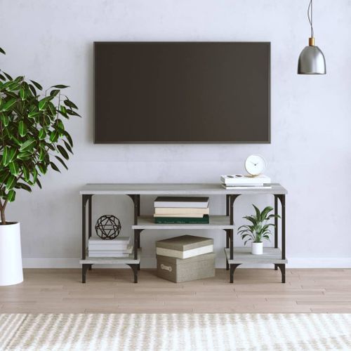 Meuble TV sonoma gris 102x35x45,5 cm bois d'ingénierie - Photo n°3; ?>