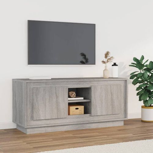 Meuble TV sonoma gris 102x35x45 cm bois d'ingénierie - Photo n°2; ?>