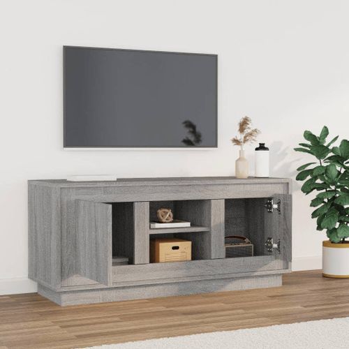 Meuble TV sonoma gris 102x35x45 cm bois d'ingénierie - Photo n°3; ?>