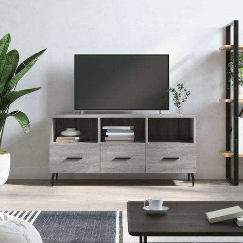 Meuble TV sonoma gris 102x36x50 cm bois d'ingénierie - Photo n°2; ?>