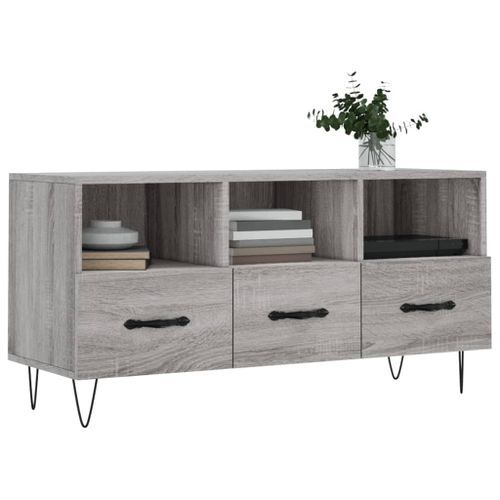 Meuble TV sonoma gris 102x36x50 cm bois d'ingénierie - Photo n°3; ?>