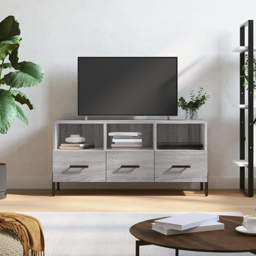 Meuble TV sonoma gris 102x36x50 cm bois d'ingénierie - Photo n°2; ?>