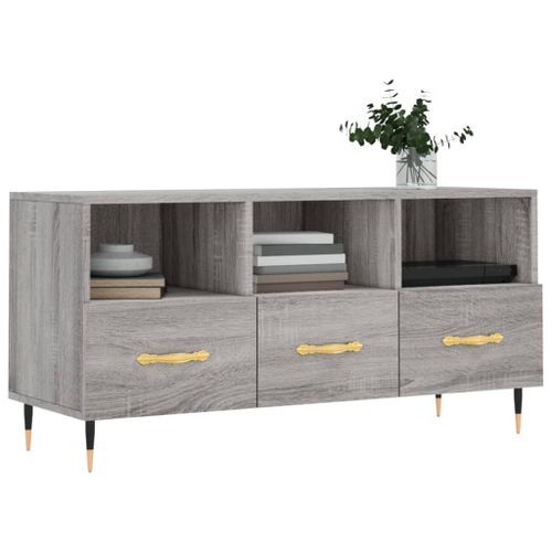 Meuble TV sonoma gris 102x36x50 cm bois d'ingénierie - Photo n°3; ?>