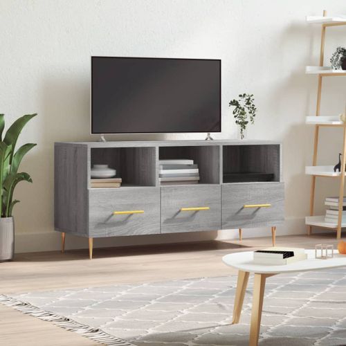 Meuble TV sonoma gris 102x36x50 cm bois d'ingénierie - Photo n°2; ?>