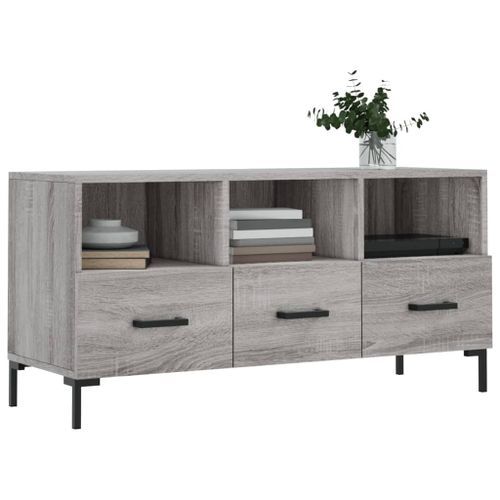 Meuble TV sonoma gris 102x36x50 cm bois d'ingénierie - Photo n°3; ?>