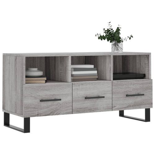 Meuble TV sonoma gris 102x36x50 cm bois d'ingénierie - Photo n°3; ?>