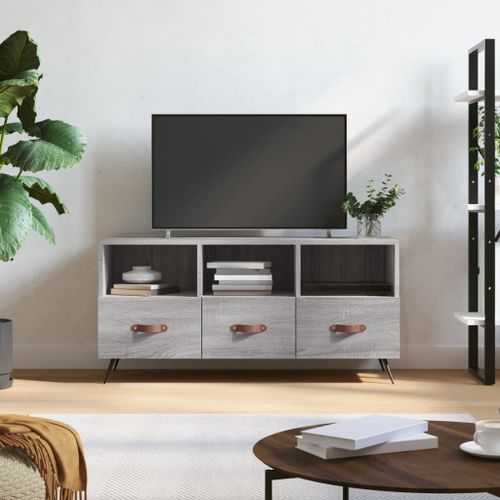 Meuble TV sonoma gris 102x36x50 cm bois d'ingénierie - Photo n°2; ?>