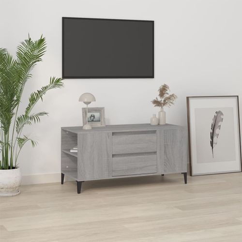 Meuble TV Sonoma gris 102x44,5x50 cm Bois d'ingénierie - Photo n°2; ?>