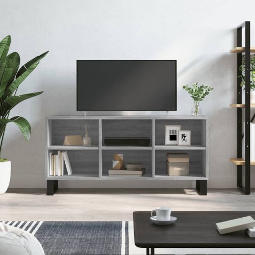 Meuble TV sonoma gris 103,5x30x50 cm bois d'ingénierie - Photo n°2; ?>