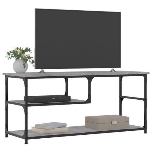 Meuble TV sonoma gris 103x38x46,5 cm bois d'ingénierie et acier - Photo n°3; ?>