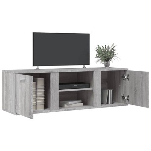 Meuble TV sonoma gris 120x34x37 cm bois d'ingénierie - Photo n°3; ?>