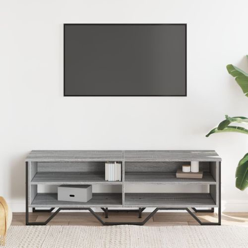 Meuble TV sonoma gris 122x34x41 cm bois d'ingénierie - Photo n°3; ?>