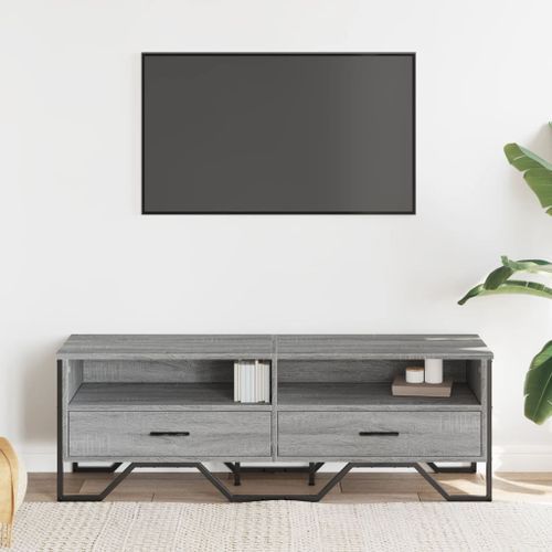 Meuble TV sonoma gris 122x34x41 cm bois d'ingénierie - Photo n°3; ?>