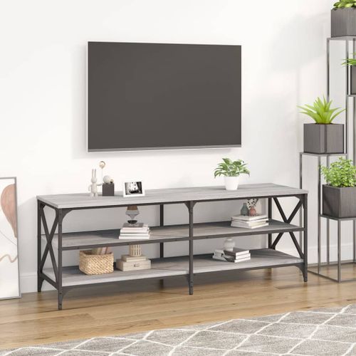 Meuble TV sonoma gris 140x40x50 cm bois d'ingénierie - Photo n°2; ?>