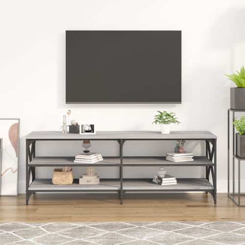 Meuble TV sonoma gris 140x40x50 cm bois d'ingénierie - Photo n°3; ?>