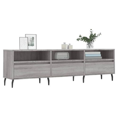 Meuble TV sonoma gris 150x30x44,5 cm bois d'ingénierie - Photo n°3; ?>