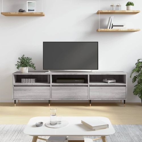 Meuble TV sonoma gris 150x30x44,5 cm bois d'ingénierie - Photo n°2; ?>