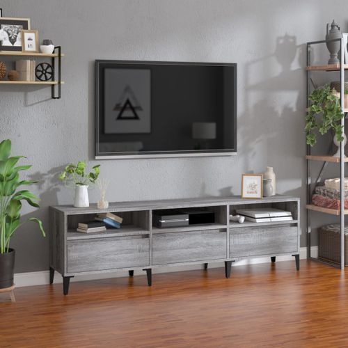 Meuble TV sonoma gris 150x30x44,5 cm bois d'ingénierie - Photo n°2; ?>