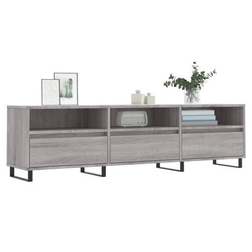 Meuble TV sonoma gris 150x30x44,5 cm bois d'ingénierie - Photo n°3; ?>