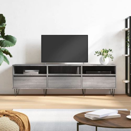 Meuble TV sonoma gris 150x30x44,5 cm bois d'ingénierie - Photo n°2; ?>