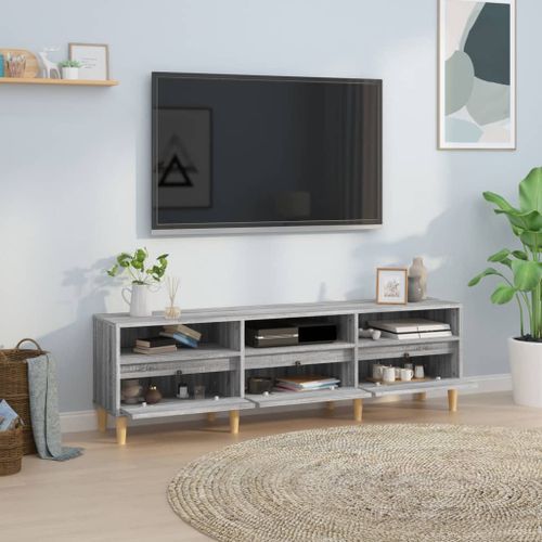 Meuble TV Sonoma gris 150x30x44,5 cm bois d'ingénierie - Photo n°3; ?>