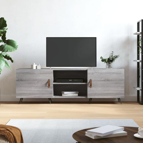 Meuble TV sonoma gris 150x30x50 cm bois d'ingénierie - Photo n°2; ?>