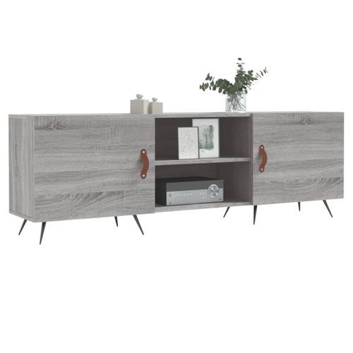 Meuble TV sonoma gris 150x30x50 cm bois d'ingénierie - Photo n°3; ?>