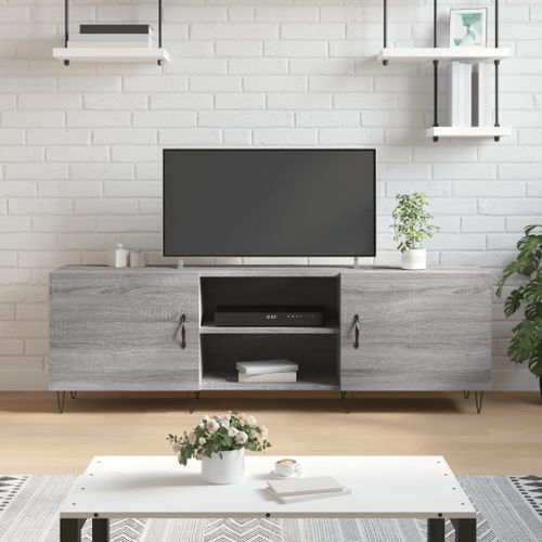 Meuble TV sonoma gris 150x30x50 cm bois d'ingénierie - Photo n°2; ?>