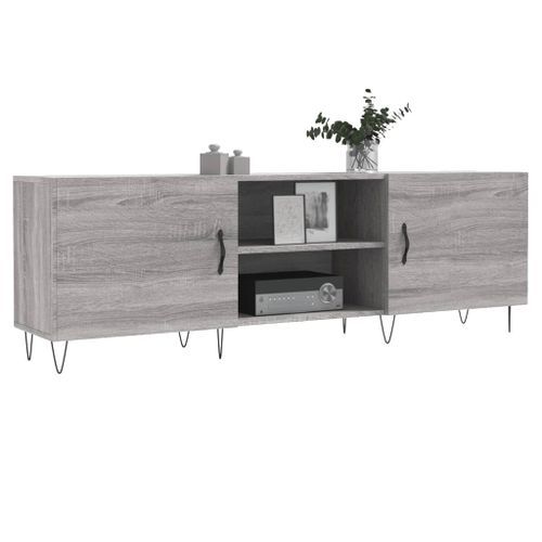 Meuble TV sonoma gris 150x30x50 cm bois d'ingénierie - Photo n°3; ?>