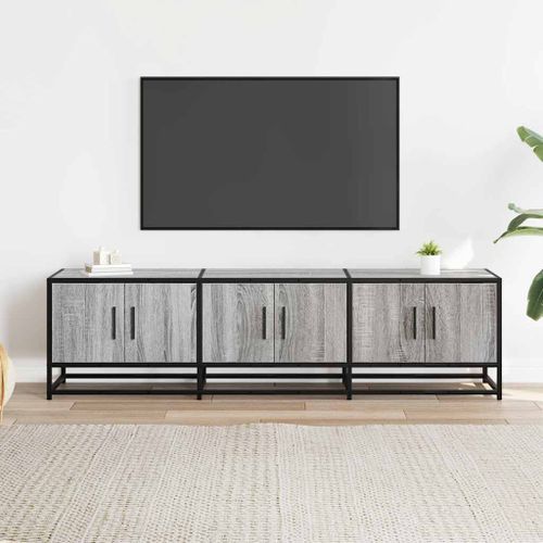 Meuble TV sonoma gris 150x35x41 cm bois d'ingénierie et métal - Photo n°3; ?>