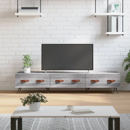 Meuble TV sonoma gris 150x36x30 cm bois d'ingénierie - Photo n°2; ?>