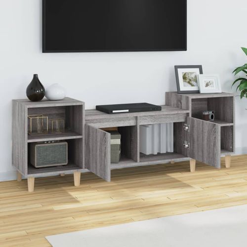 Meuble TV Sonoma gris 160x35x55 cm Bois d'ingénierie - Photo n°3; ?>