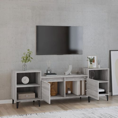 Meuble TV Sonoma gris 160x35x55 cm Bois d'ingénierie - Photo n°3; ?>