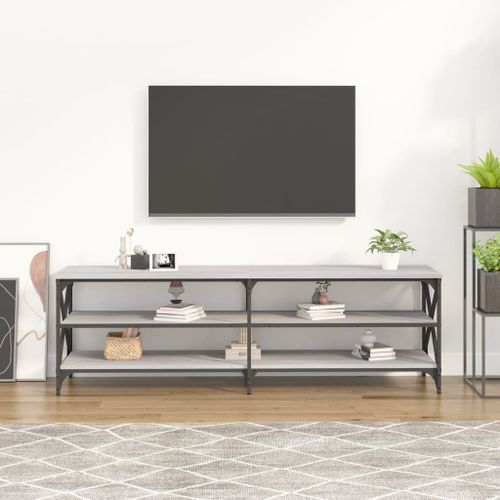 Meuble TV sonoma gris 160x40x50 cm bois d'ingénierie - Photo n°3; ?>