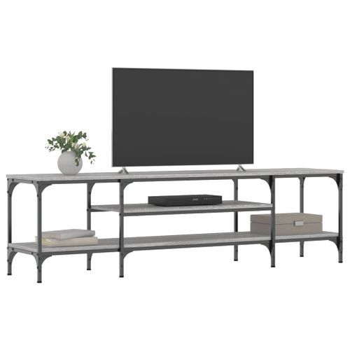 Meuble TV sonoma gris 161x35x45 cm bois d'ingénierie et fer - Photo n°3; ?>