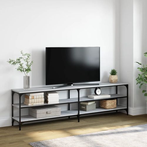 Meuble TV sonoma gris 180x30x50 cm bois d'ingénierie et métal - Photo n°2; ?>