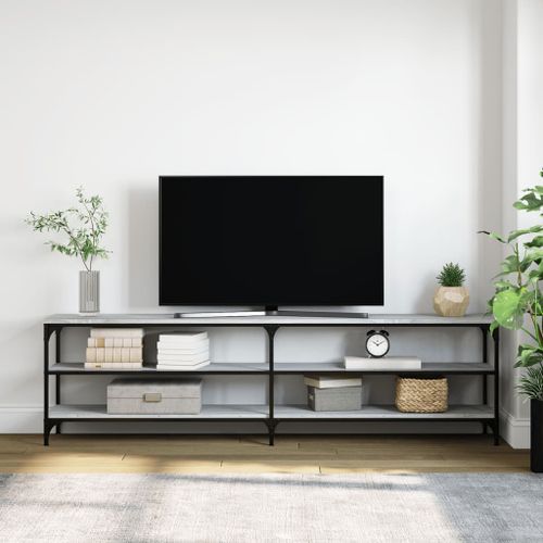 Meuble TV sonoma gris 180x30x50 cm bois d'ingénierie et métal - Photo n°3; ?>