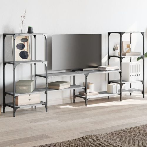 Meuble TV sonoma gris 206,5x28,5x95 cm bois d'ingénierie - Photo n°3; ?>