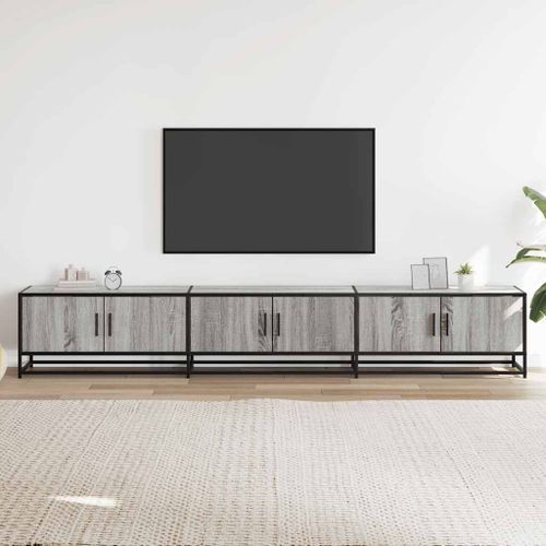 Meuble TV sonoma gris 240x35x41 cm bois d'ingénierie - Photo n°3; ?>