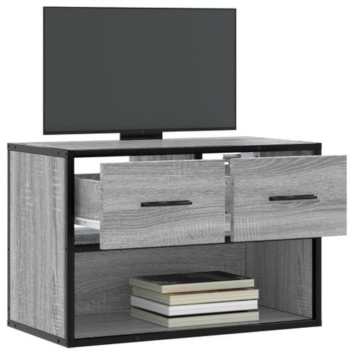 Meuble TV sonoma gris 60x31x39,5 cm bois d'ingénierie et métal - Photo n°3; ?>