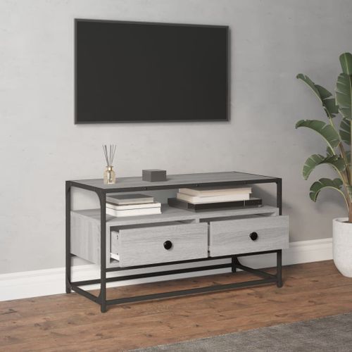 Meuble TV sonoma gris 80x35x45 cm bois d'ingénierie - Photo n°3; ?>