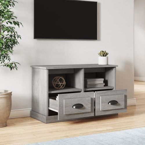 Meuble TV sonoma gris 80x35x50 cm bois d'ingénierie - Photo n°3; ?>