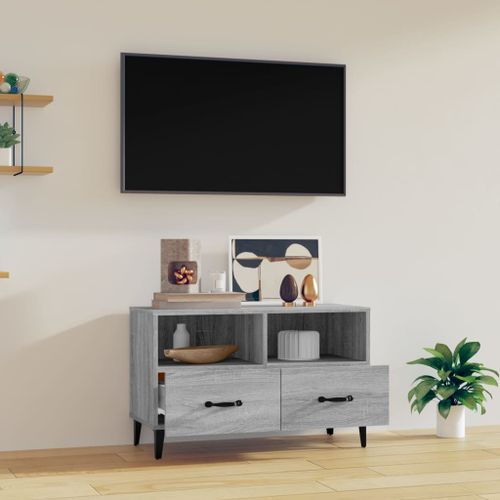 Meuble TV Sonoma gris 80x36x50 cm Bois d'ingénierie - Photo n°3; ?>