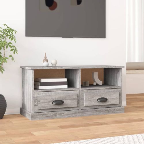 Meuble TV sonoma gris 93x35,5x45 cm bois d'ingénierie - Photo n°2; ?>