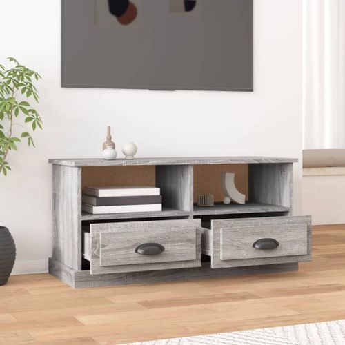 Meuble TV sonoma gris 93x35,5x45 cm bois d'ingénierie - Photo n°3; ?>