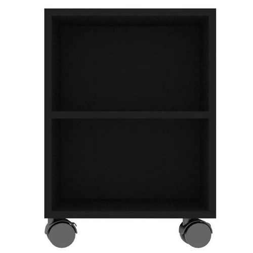 Meuble TV sur roulettes 2 tiroirs bois noir brillant Tacar 120 cm - Photo n°3; ?>